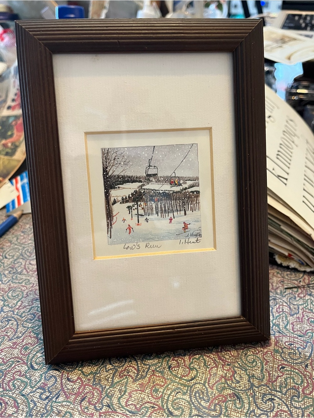 Fine Art Miniature Lithograph Signed by Artist Ingrid Hunt - Titled “Lou’s Run”
